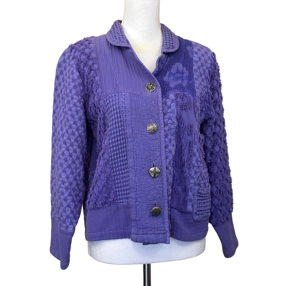 Vintage 100% Cotton Jacket Textured Patchwork Fisherman Grandpa Coastal